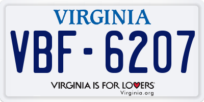 VA license plate VBF6207