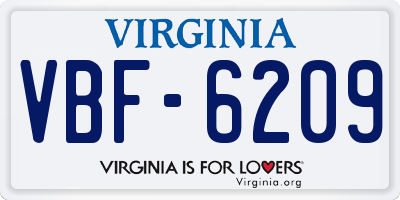 VA license plate VBF6209