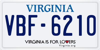 VA license plate VBF6210