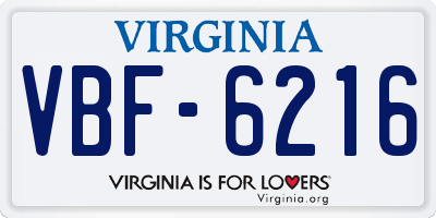 VA license plate VBF6216