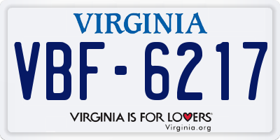 VA license plate VBF6217