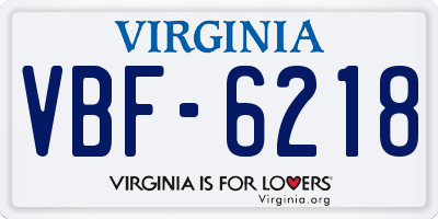 VA license plate VBF6218