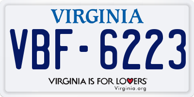 VA license plate VBF6223