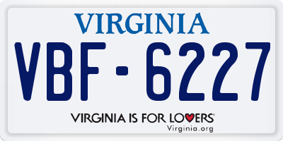 VA license plate VBF6227
