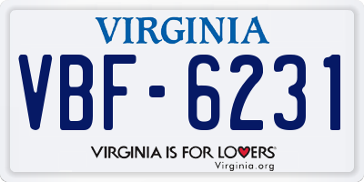 VA license plate VBF6231