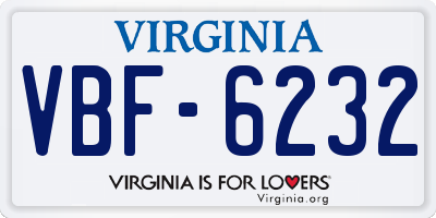VA license plate VBF6232