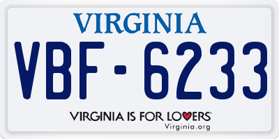 VA license plate VBF6233