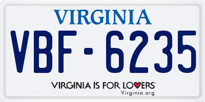 VA license plate VBF6235