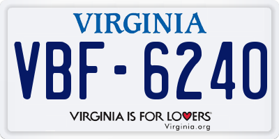 VA license plate VBF6240