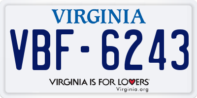 VA license plate VBF6243