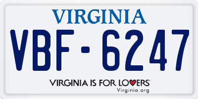 VA license plate VBF6247