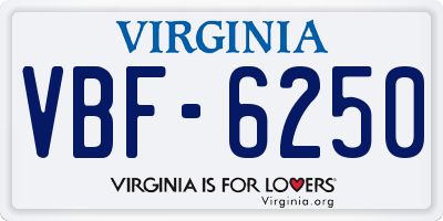 VA license plate VBF6250