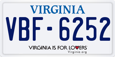 VA license plate VBF6252
