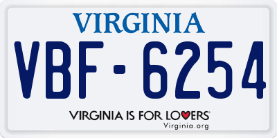 VA license plate VBF6254