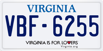 VA license plate VBF6255
