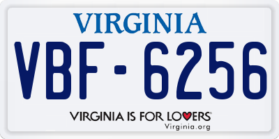 VA license plate VBF6256