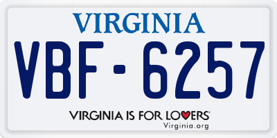 VA license plate VBF6257