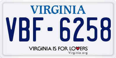 VA license plate VBF6258