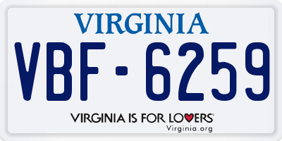 VA license plate VBF6259