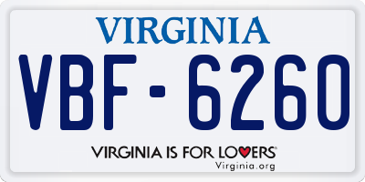 VA license plate VBF6260