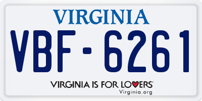 VA license plate VBF6261