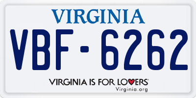 VA license plate VBF6262
