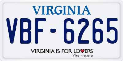 VA license plate VBF6265