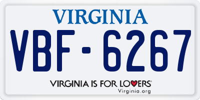 VA license plate VBF6267