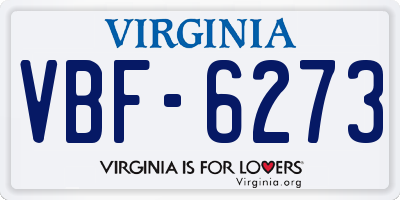 VA license plate VBF6273