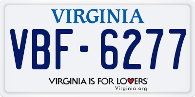 VA license plate VBF6277