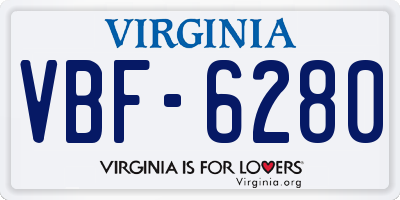 VA license plate VBF6280
