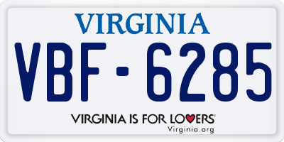 VA license plate VBF6285
