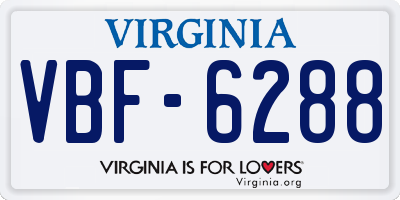 VA license plate VBF6288