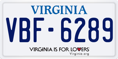 VA license plate VBF6289
