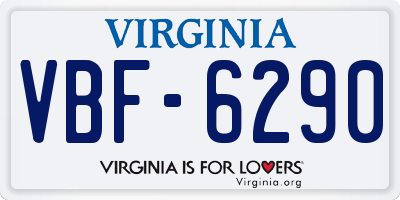 VA license plate VBF6290