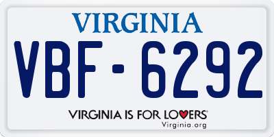 VA license plate VBF6292