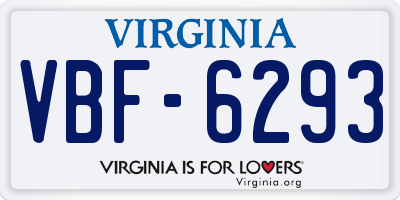 VA license plate VBF6293