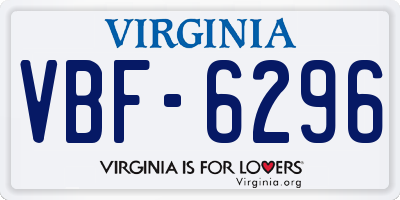 VA license plate VBF6296