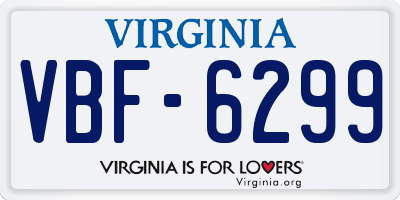VA license plate VBF6299