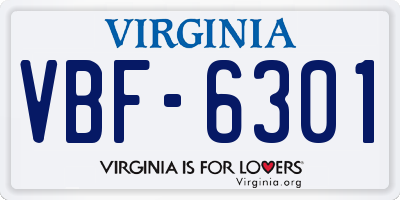 VA license plate VBF6301