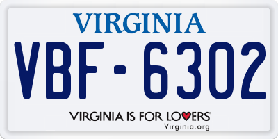 VA license plate VBF6302