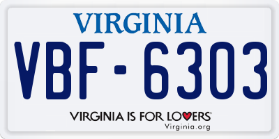 VA license plate VBF6303