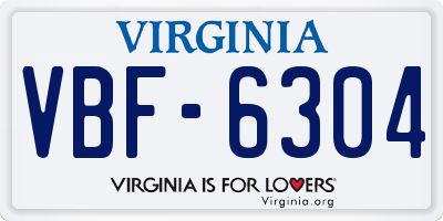 VA license plate VBF6304