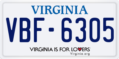 VA license plate VBF6305