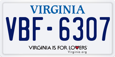 VA license plate VBF6307