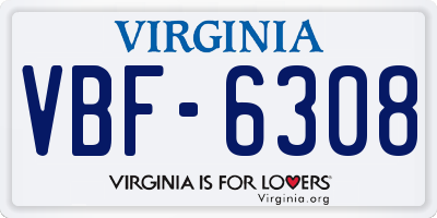 VA license plate VBF6308