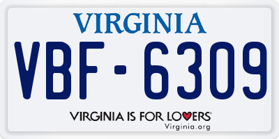 VA license plate VBF6309