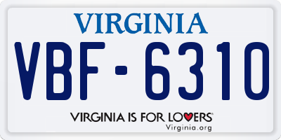 VA license plate VBF6310