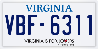 VA license plate VBF6311