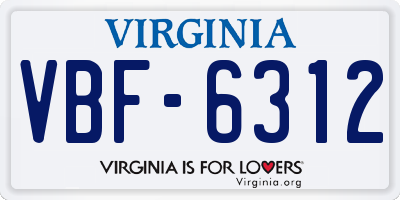VA license plate VBF6312